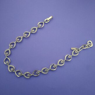 Heart link 925 sterling silver bracelet with cubic zirconia