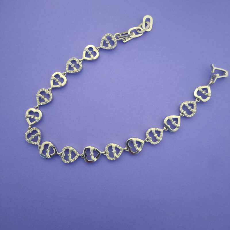 Heart link 925 sterling silver bracelet
