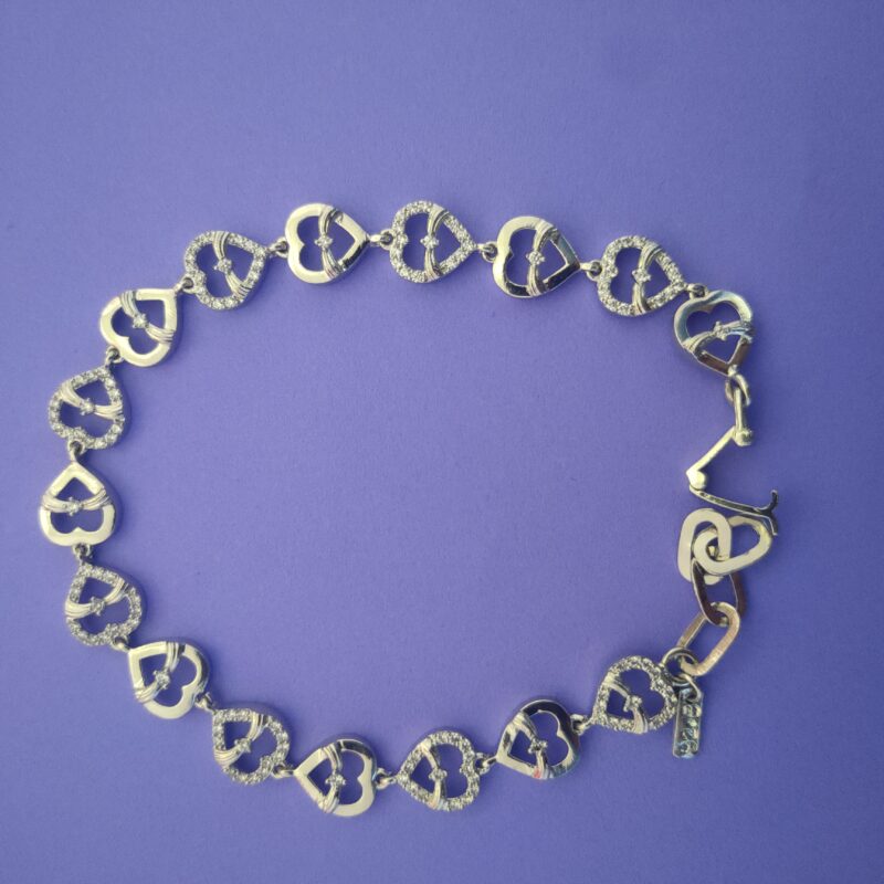 Heart link 925 sterling silver bracelet
