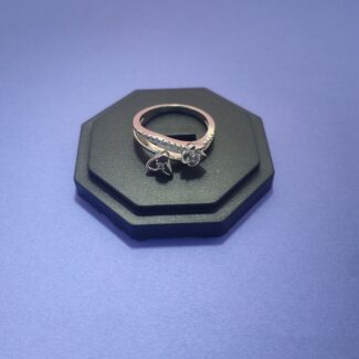 Floral twist 925 silver ring with cubic zirconia