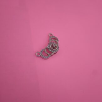 Crescent Arc 925 Silver CZ Connector Pendant