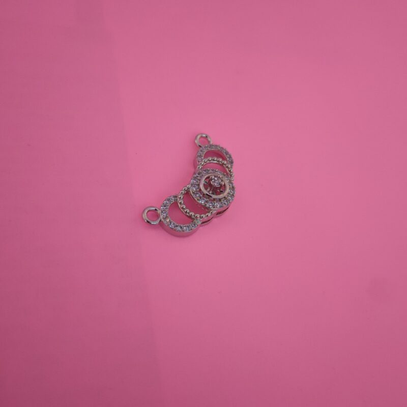 Crescent Arc 925 Silver CZ Connector Pendant