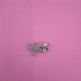 Floral Dual-Flower 925 Silver CZ Connector Pendant