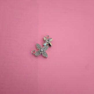 Floral Dual-Flower 925 Silver CZ Connector Pendant