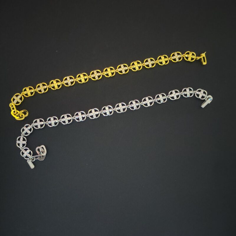 Modern circular link 925 sterling silver bracelet with polished finish