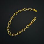 Gold Finish Pattern Link 925 Silver Bracelet