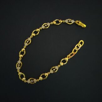 Gold Finish Pattern Link 925 Silver Bracelet