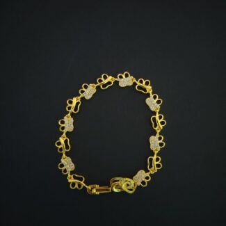 Floral pattern gold finish 925 silver bracelet with cubic zirconia accents