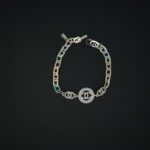 Interlocking circle charm 925 silver bracelet