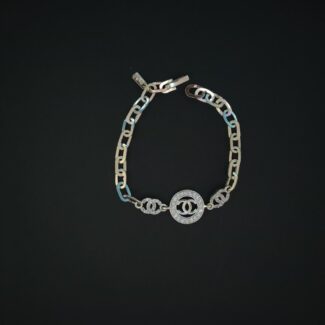 Interlocking circle charm 925 silver bracelet