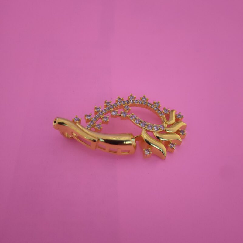 Floral crescent 925 silver pendant with cubic zirconia